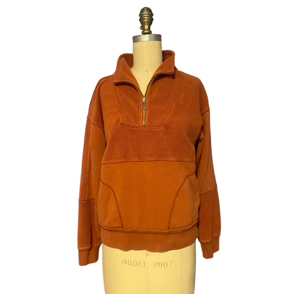 Heartloom Tops - Hearloom Sweatshirt XS Rust Turtleneck half Zip